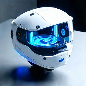 Innovative Wearable Device (design:1.15) With White Helmet
