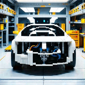 Automotive Technology In Manufacturing Facility With White Parked