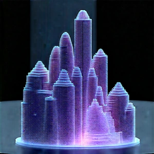3d Printer With Digital Particles With Purple Model
