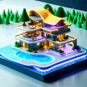 (futuristic:1.23) smart home