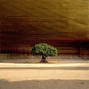 Nature Drone Photography: (ancient:1.47) (tree:1.3) In Dry Season With Small Tree