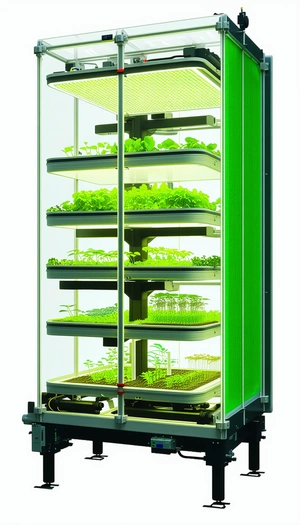A Large Green Box Filled With Various Plants