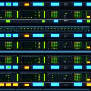 Server rack with (digital:1.22) particles