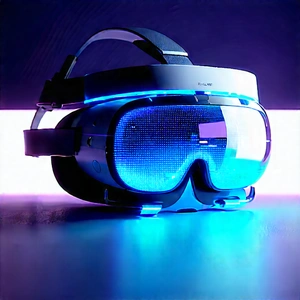 Vr Headset With Data Visualization With Pair Blue
