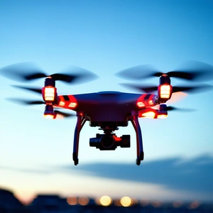 Tech Drone Photography: Drone With Glowing Screen With Drone Flying