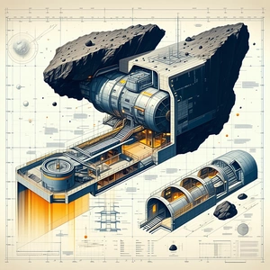 A Large, Detailed Drawing Of A Space Station Is Shown, With A Focus On The Interior