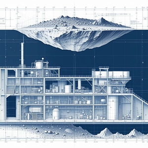 The Image Is A Blueprint Of A Large Building, Possibly A Factory Or A Warehouse