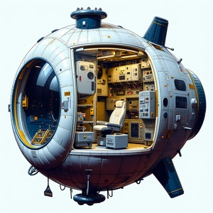 A Large, Round Spacecraft Is Shown In A 3d Rendering