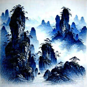 Nature Charcoal Drawing: Rock Formation In Rainy Season With Image, There