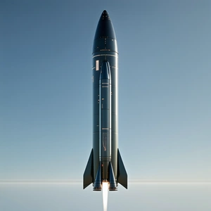 A Rocket Is Seen In The Sky, With Its Tail End Visible