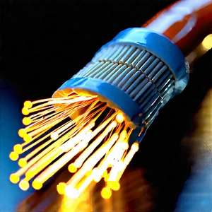 Close-up Of Fiber Optic Cables With Close-up Coiled