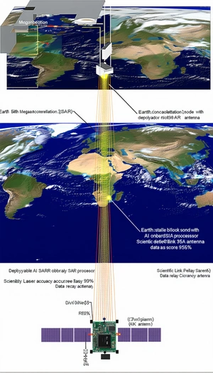 The Image Is A Diagram Showing The Earth's Atmosphere And The Process Of Data Transmission
