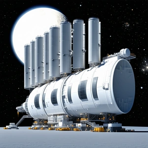 A Large, White Spacecraft With A Dome-shaped Structure On Top