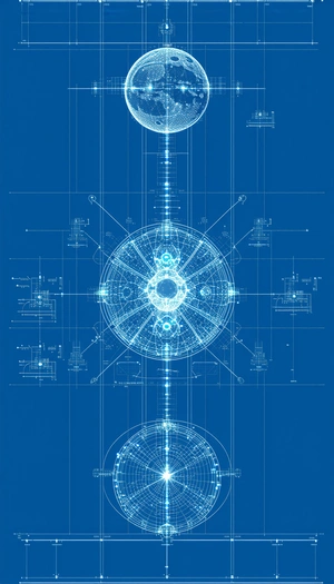 A Blue Background With A Drawing Of A Circle In The Center