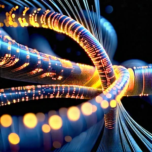 Close-up of fiber optic cables