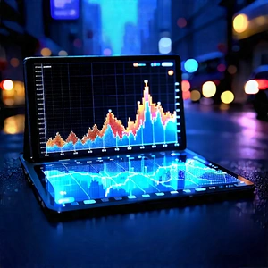 Tablet With Data Visualization With Laptop Computer