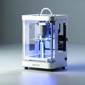 A White 3d Printer Is Sitting On A White Table