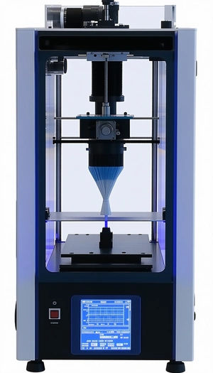 A Blue Machine Is Making A Blue Plastic Object