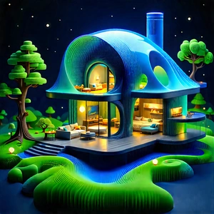 Futuristic Smart Home With Large, Futuristic