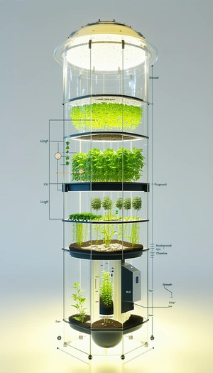 A Large, Multi-tiered Plant Display With A Variety Of Plants Growing In Different Sections
