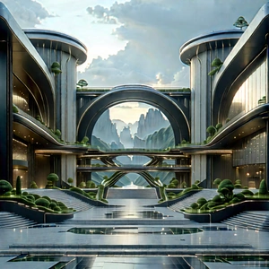 Digital Transformation Visualization With Futuristic City,