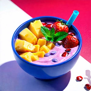 Lifestyle Low Poly: Smoothie Bowl Prepared With Artistic Presentation With Blue Bowl