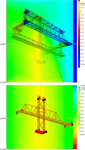 A Large Crane With A Yellow And Blue Color Scheme