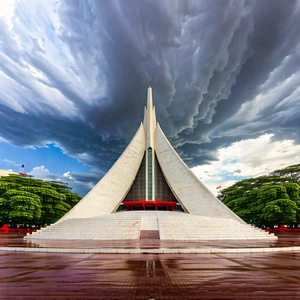 Urban Editorial Photography: Cultural Center With Dramatic (clouds:1.22) With Large White