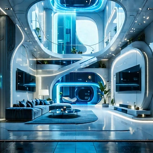 Futuristic Smart Home With Futuristic Living