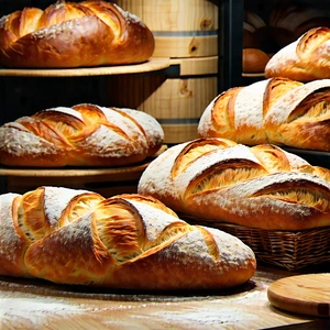 Lifestyle Digital Art: Artisanal Bread Prepared With (vibrant:1.16) Colors With There Several