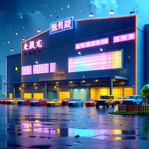 Tech Low Poly: Entertainment Technology In Manufacturing Facility With Image, There