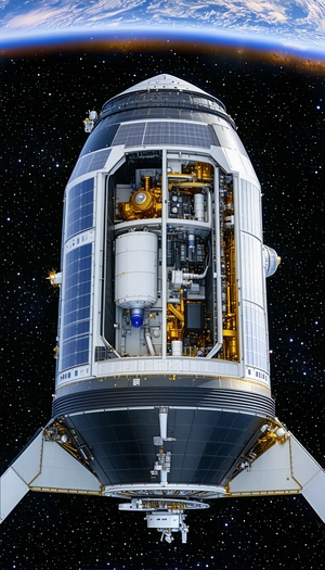 A Space Shuttle With Its Hatch Open, Revealing The Interior Of The Spacecraft