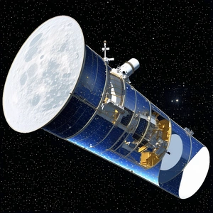 A Spacecraft With A Large Dish On The Front, Possibly A Satellite Or A Space Station