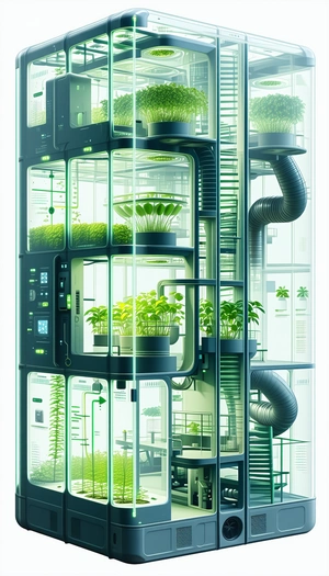 In The Image, There Is A Large, Multi-level Greenhouse Filled With Various Plants
