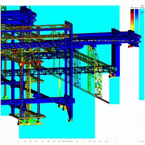 The Image Is A 3d Model Of A Large Crane, Which Is A Part Of A Shipyard