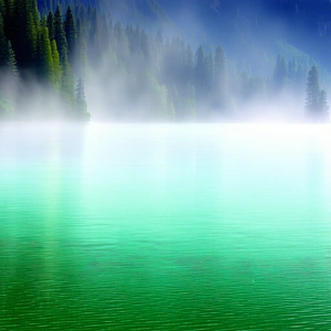 Nature Pastel Drawing: (mist:1.38) Over Alpine Lake With Serene Lake