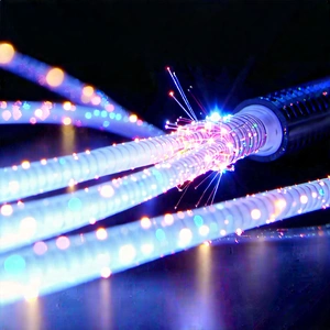 Close-up Of Fiber Optic Cables With Close-up Blue