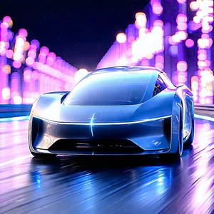 Tech Digital Illustration: Innovative Electric Vehicle Design With Sleek, Futuristic