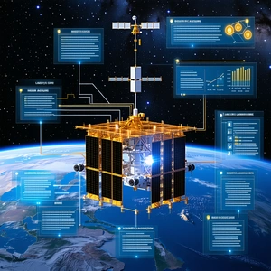 A Spacecraft, Possibly A Satellite, Floating In The Sky