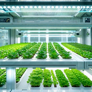 Agricultural Technology In Modern Laboratory With Large Greenhouse