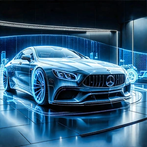 Tech Lithograph: Automotive Technology In Research Center With Mercedes Benz