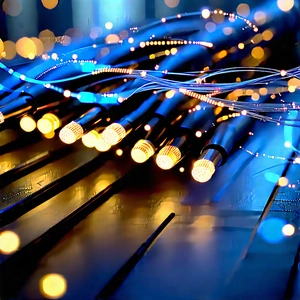Close-up Of Fiber Optic Cables With Blue Background