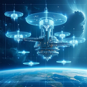 futuristic space station large central