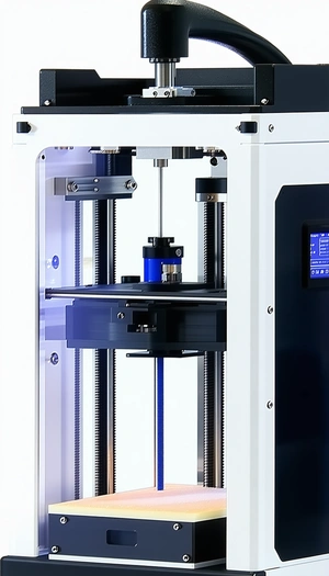A Machine Is Shown In The Image, With A Blue Object Inside It