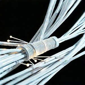 Close-up of fiber optic cables