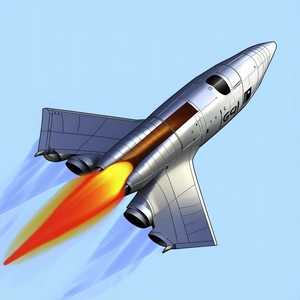 A Space Shuttle Is Shown In A Drawing, Flying Through The Air
