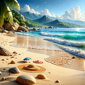 Lifestyle Digital Art: Beach day during summer