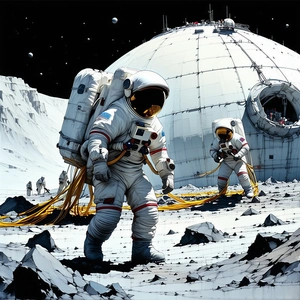 In The Image, There Are Three Astronauts Standing On The Moon