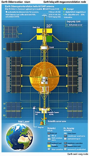 A Large, Round, Yellow Structure Is Located In The Center Of A Blue Drawing