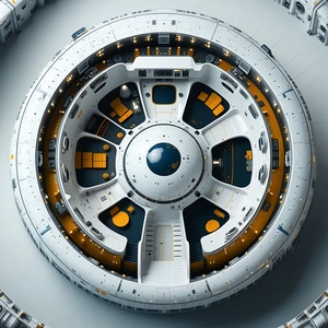 A Large White Spacecraft Is Shown In A Close-up View